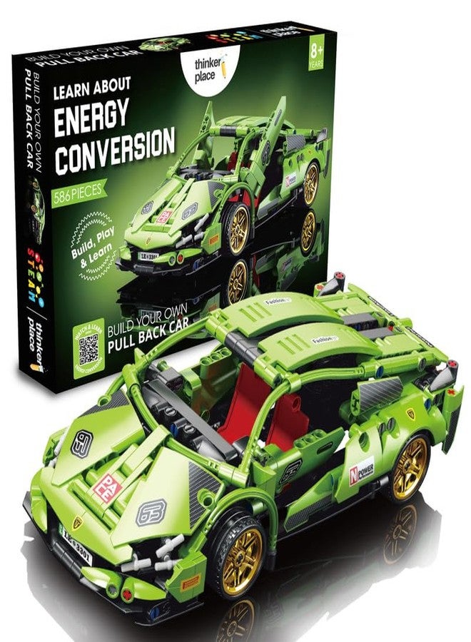 ThinkerPlace سيارة ThinkerPlace 1:18 قابلة للتركيب - لون أخضر | مجموعة بناء سيارة | سيارة سباق تعمل بالتحكم عن بعد بدون احتكاك للأطفال | لعبة تعليمية STEM للأولاد والبنات - Image 1